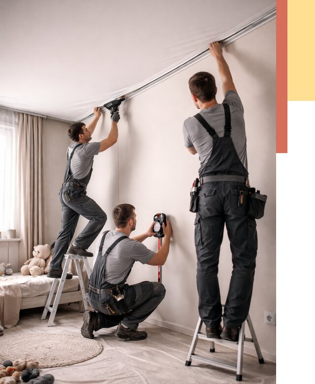 Монтаж натяжного потолка в детской в Пугачеве от 3556 руб. — быстро и недорого | ОТДЕЛОЧНИК-Пгч