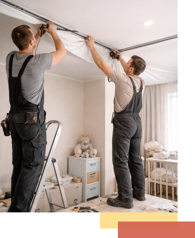 Монтаж натяжного потолка в детской комнате в Пугачеве