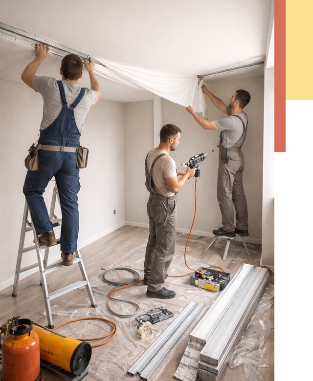 Монтаж натяжного потолка в студии в Пугачеве от 5588 руб. — быстро и недорого | ОТДЕЛОЧНИК-Пгч