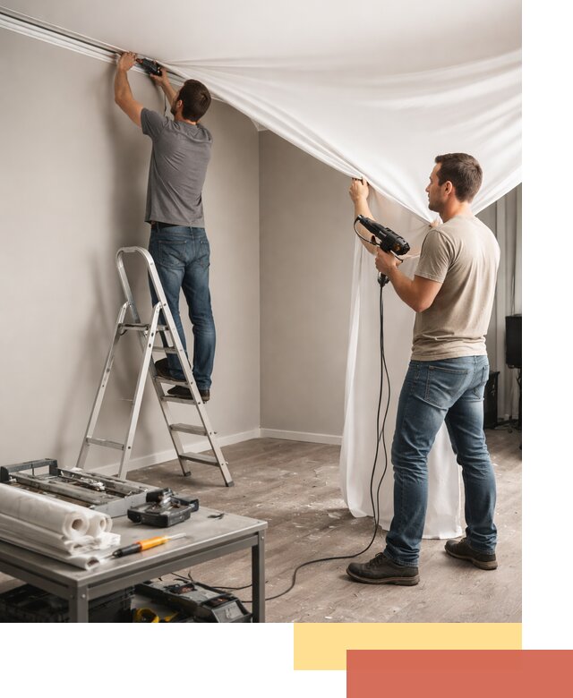 Монтаж натяжного потолка в студии в Пугачеве