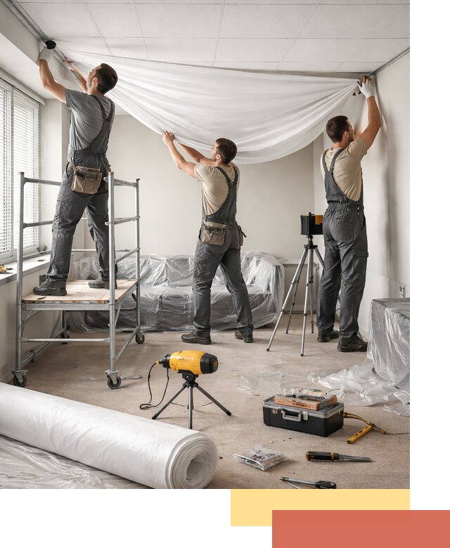 Монтаж натяжного потолка в офисе в Пугачеве