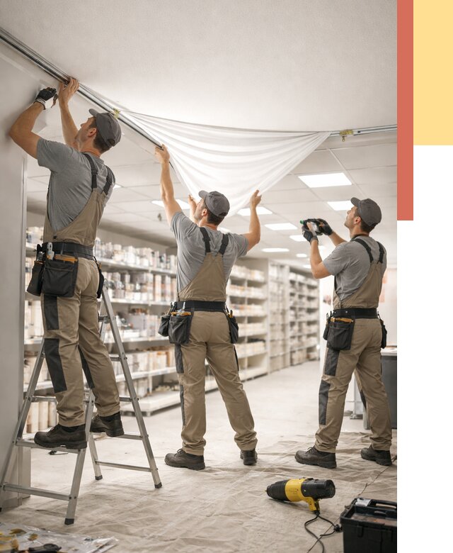 Монтаж натяжного потолка в магазине в Пугачеве от 4572 руб. быстро и недорого | ОТДЕЛОЧНИК-Пгч