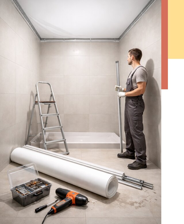 Монтаж натяжного потолка в санузле в Пугачеве от 1880 руб. — ОТДЕЛОЧНИК-Пгч