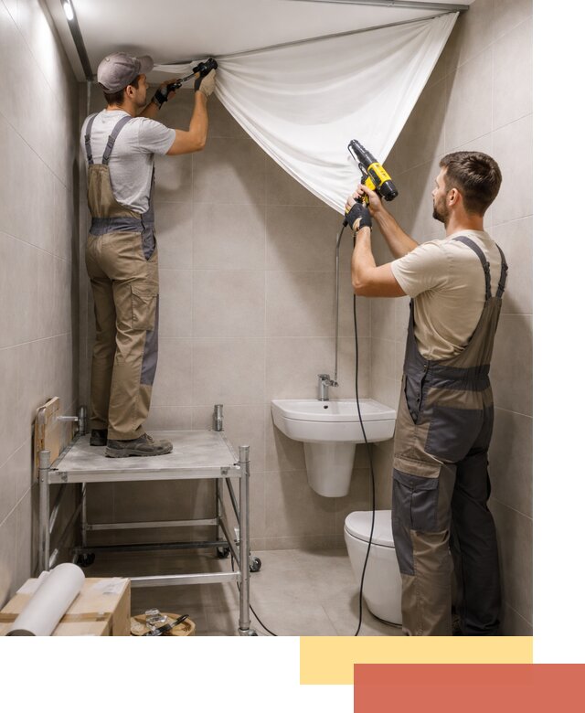 Монтаж натяжного потолка в санузле в Пугачеве