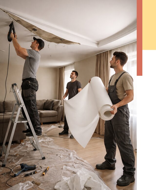 Замена полотна натяжного потолка в Пугачеве от 9652 руб. быстро и недорого | ОТДЕЛОЧНИК-Пгч