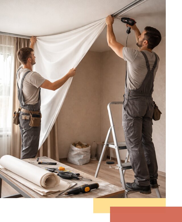 Замена полотна натяжного потолка в Пугачеве быстро и качественно