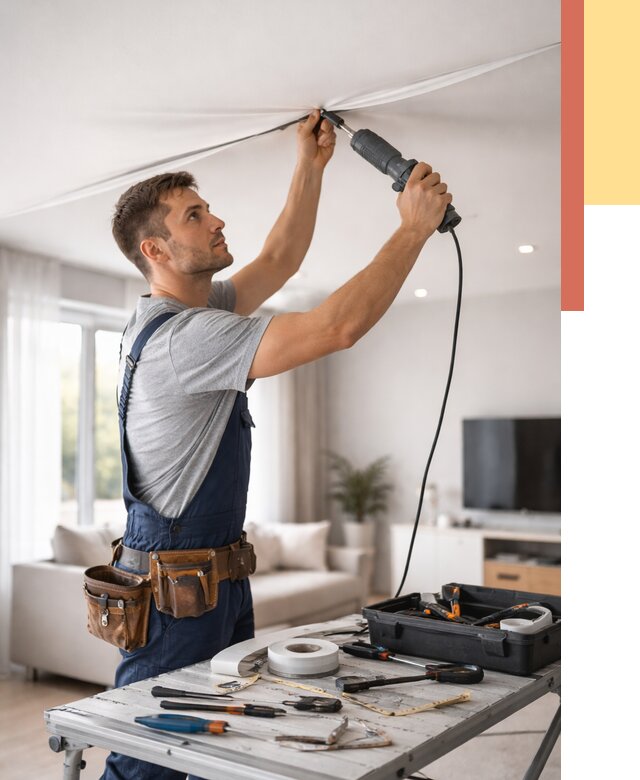 Ремонт натяжных потолков в Пугачеве от 9652 руб. под ключ — ОТДЕЛОЧНИК-Пгч