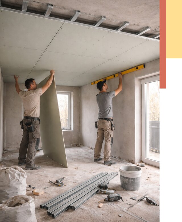 Одноуровневый потолок из гипсокартона в Пугачеве от 762 руб. — монтаж под ключ | ОТДЕЛОЧНИК-Пгч