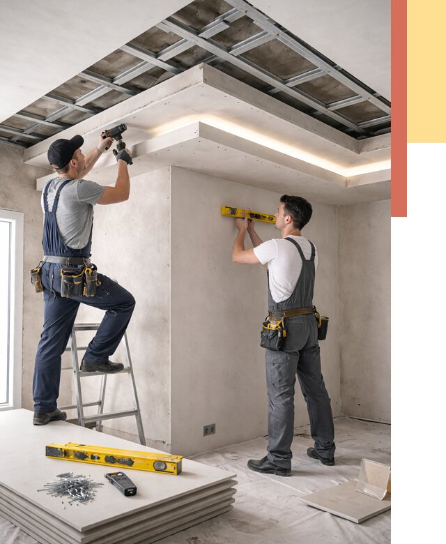 Двухуровневый потолок из гипсокартона в Пугачеве от 1473 руб. под ключ | ОТДЕЛОЧНИК-Пгч