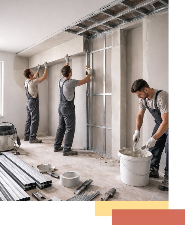 Монтаж потолка из гипсокартона с нишей в Пугачеве