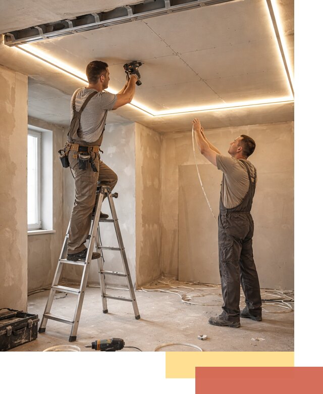 Потолок из гипсокартона с подсветкой в Пугачеве