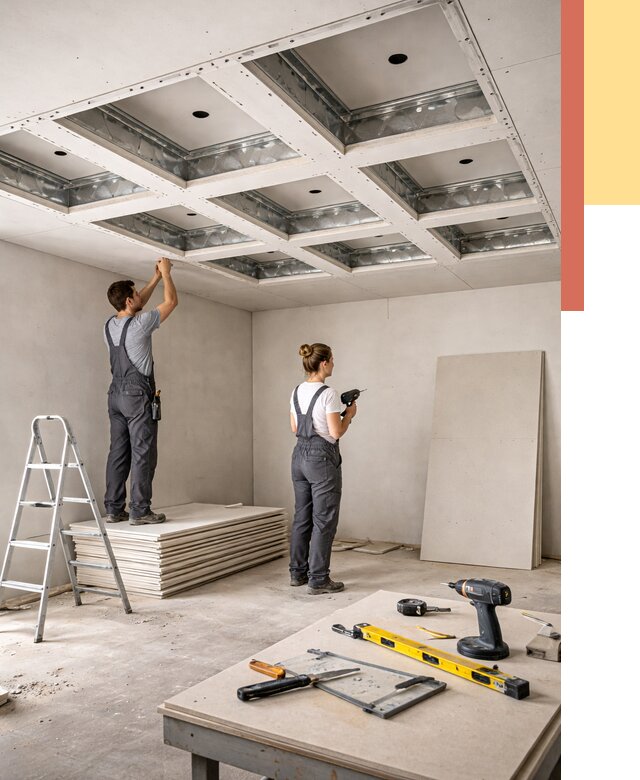 Кессонный потолок из гипсокартона в Пугачеве от 1880 руб. — монтаж и под ключ | ОТДЕЛОЧНИК-Пгч