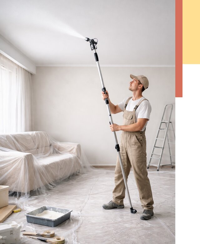 Покраска потолка краскопультом в Пугачеве от 4572 руб. быстро и недорого | ОТДЕЛОЧНИК-Пгч