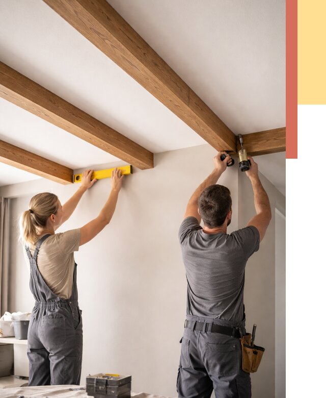 Монтаж декоративных балок на потолок в Пугачеве от 4267 руб. — ОТДЕЛОЧНИК-Пгч