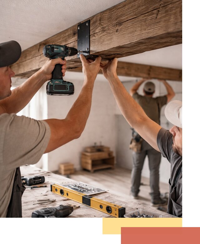 Монтаж декоративных потолочных балок в Пугачеве